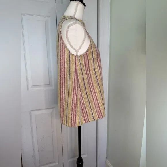 Stripped Earthy Bohemian Casual Top by the Brand W5 Sz Medium - Picture 3 of 6